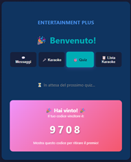 Schermata vincita quiz